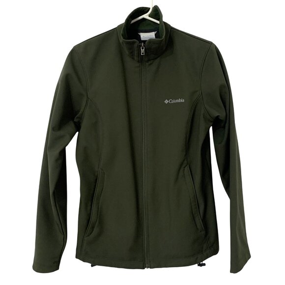 COLUMBIA Womens Olive Green Soft Shell Full Zip Jacket w/ Pockets Size M - Picture 1 of 9